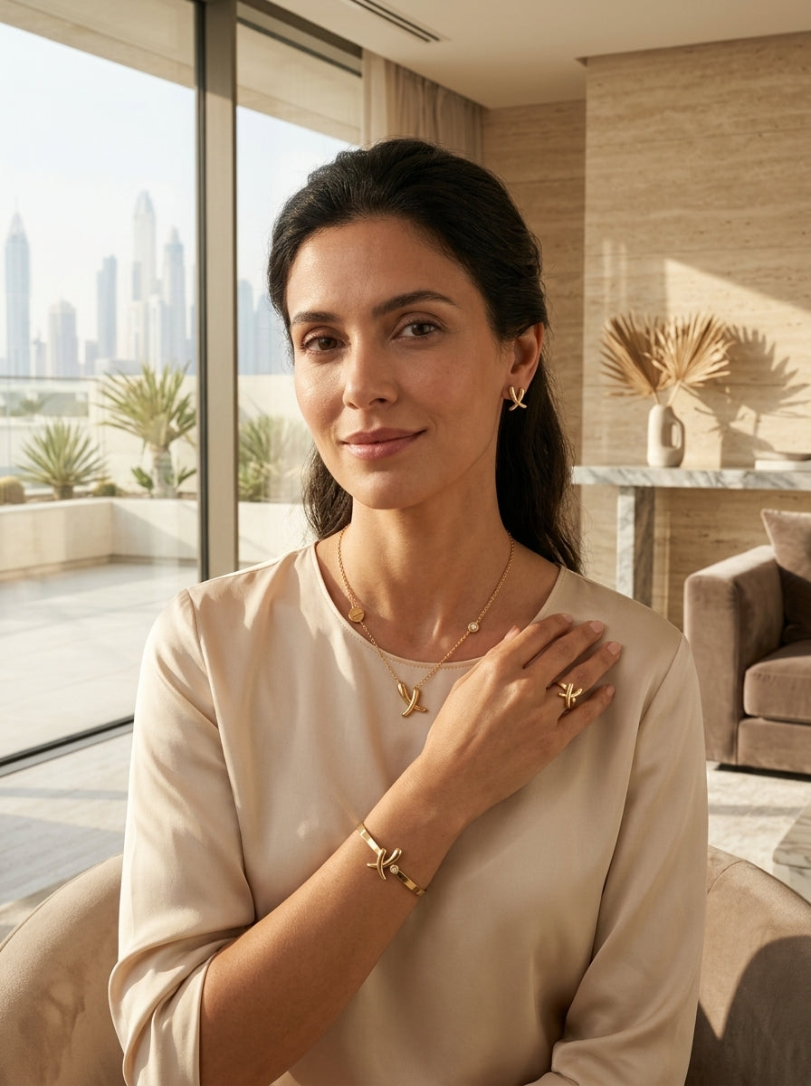 Golden Pearl Emblem Jewelry Set