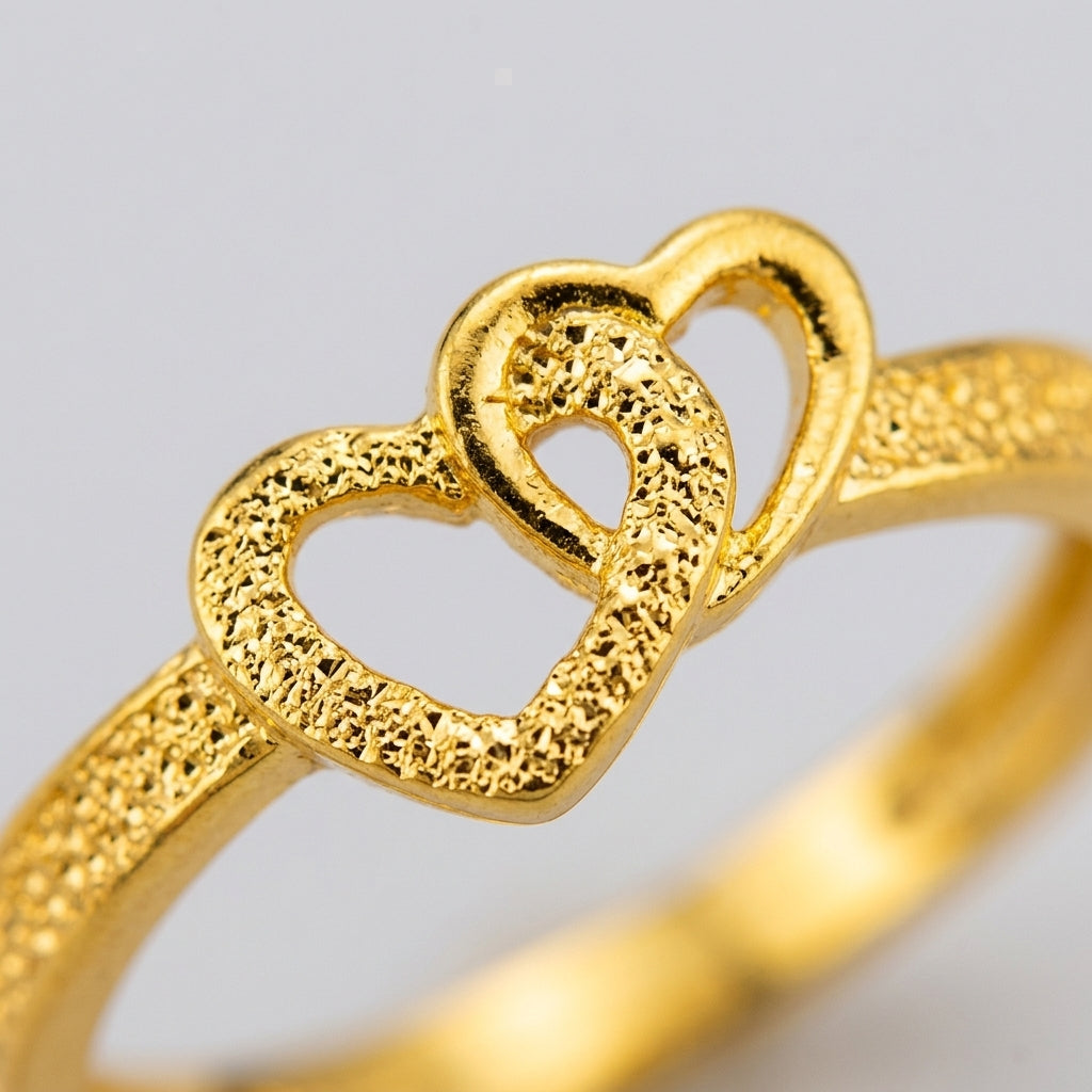 Gold Plated Retro Heart Ring